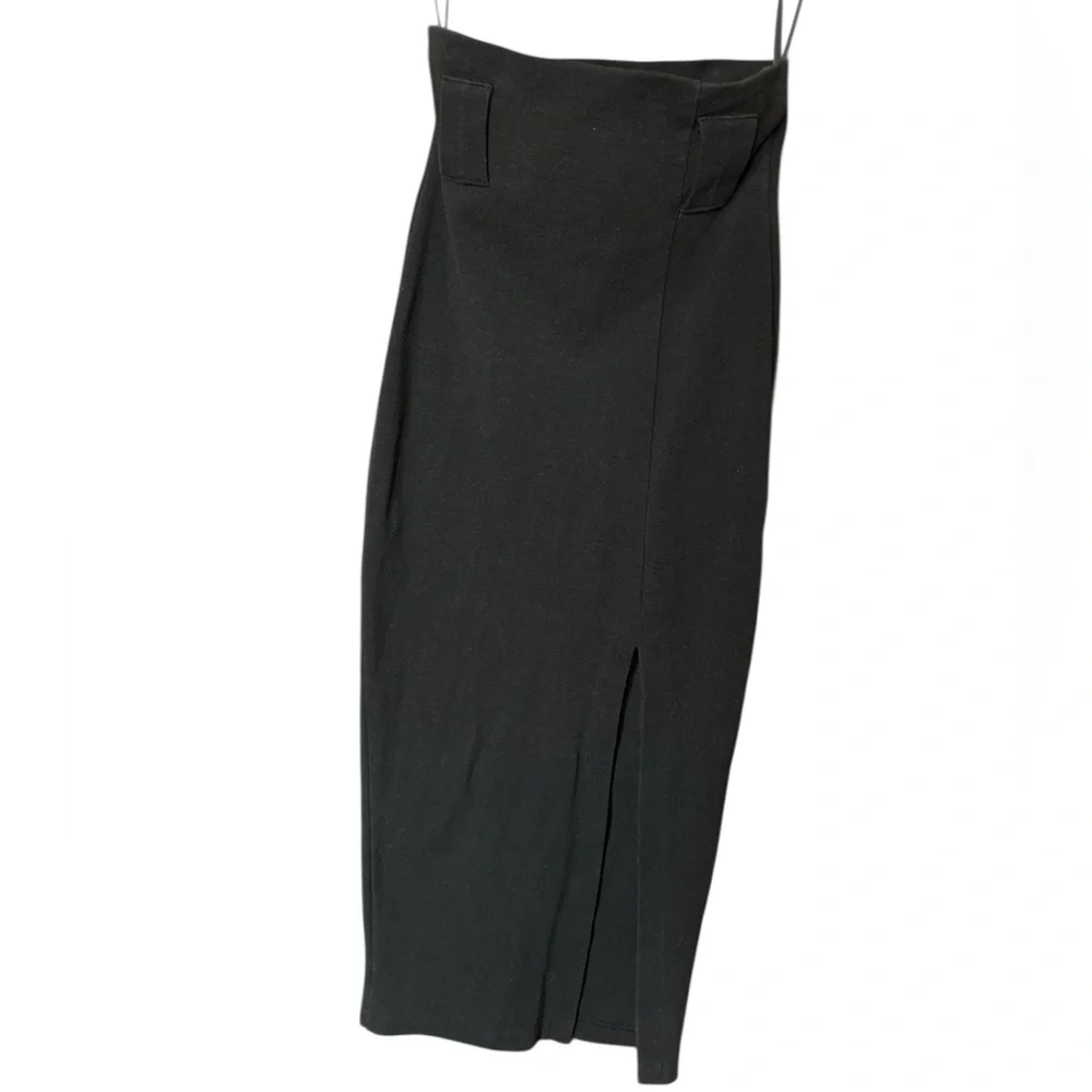 Vintage YES Clothing Co high waisted black pencil skirt high slit form fitting S